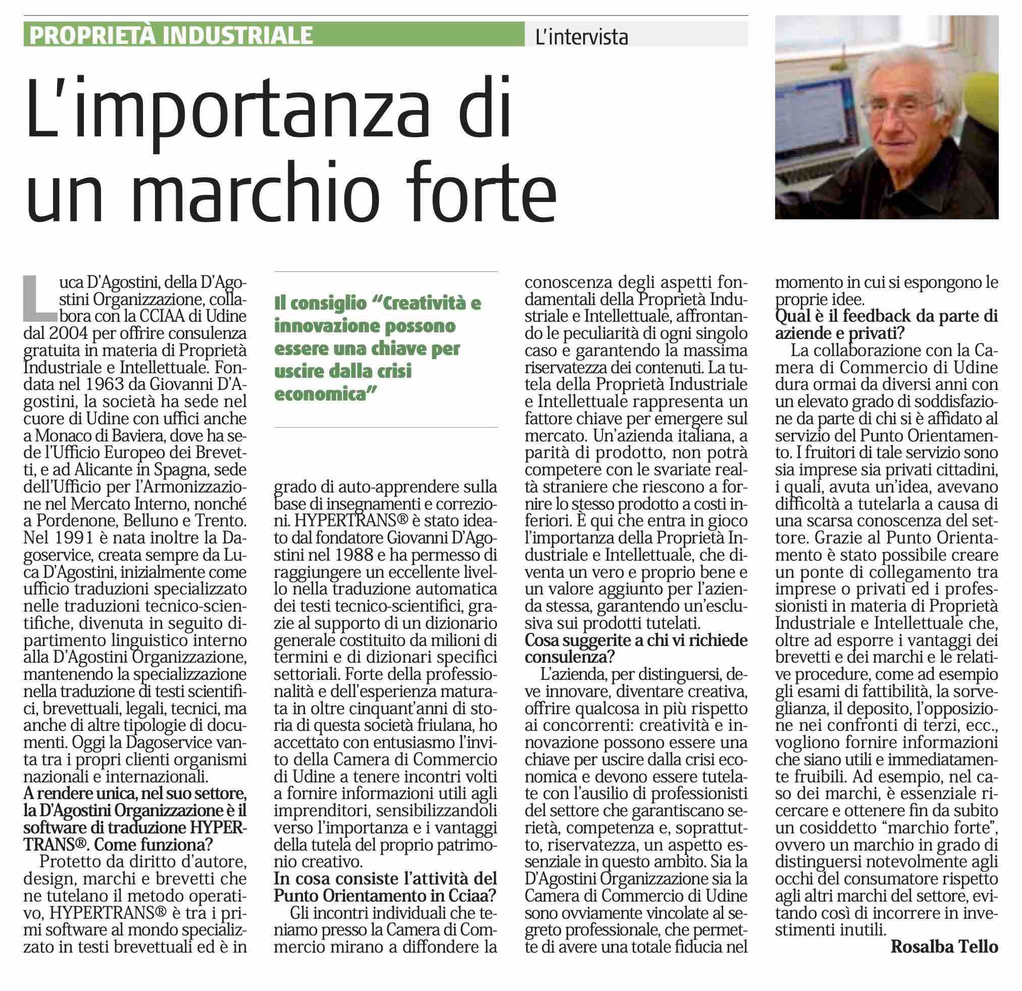 L'Importanza di un marchio forte per la D'Agostini Organizzazione, Ufficio Brevetti e Marchi a Udine, Pordenone, trento, Belluno