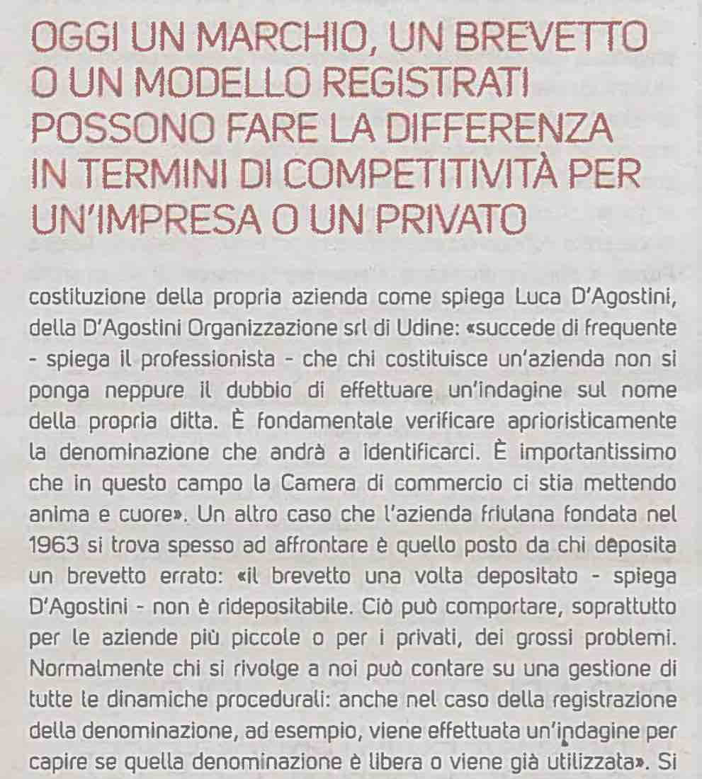 L'Importanza di un marchio per la D'Agostini Organizzazione, Ufficio Brevetti e Marchi a Udine, Pordenone, trento, Belluno